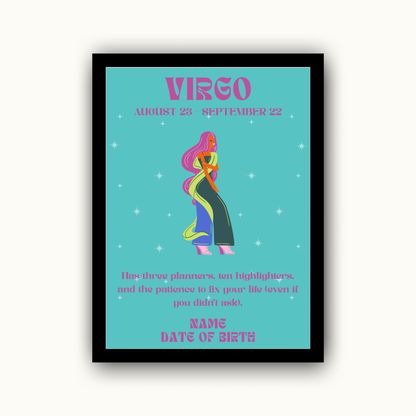 Fun Zodiac Star Sign - Personalised Name Print