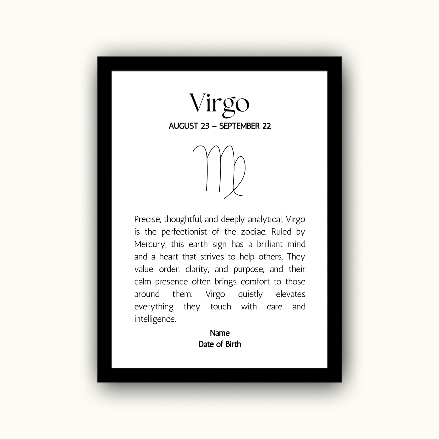 Classic Zodiac Star Sign - Personalised Name Print