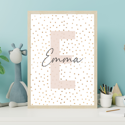 Polka Dot Initial - Girls Personalised Name Print