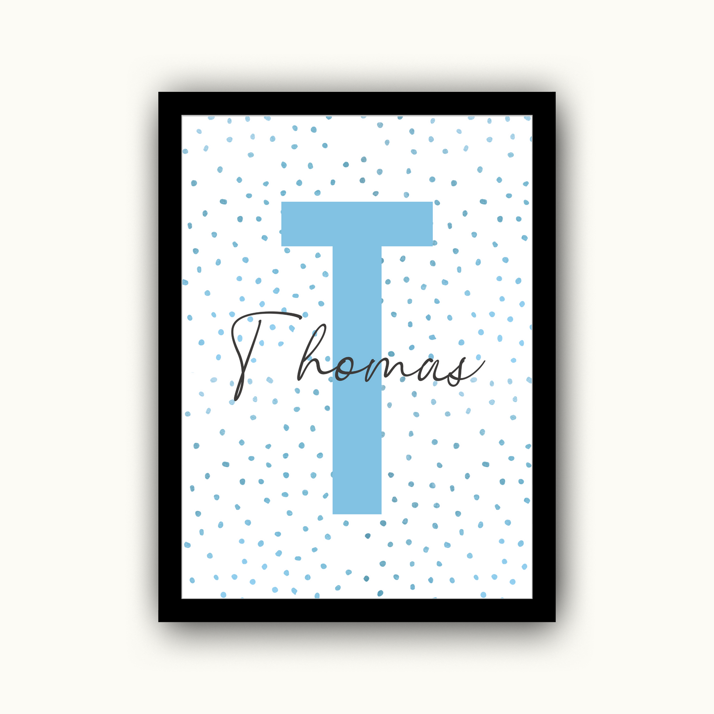 Blue Polka Dot Initial - Boys Personalised Name Print