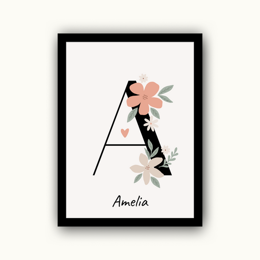 Floral Initial - Girls Personalised Name Print