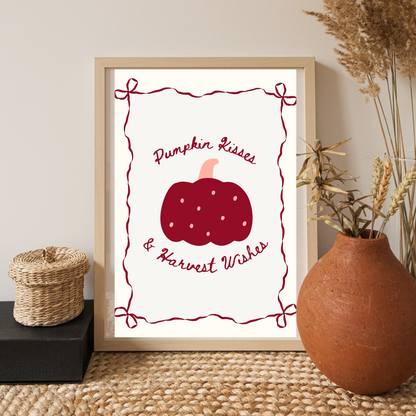 Pumpkin Kisses & Harvest Wishes Autumn Print