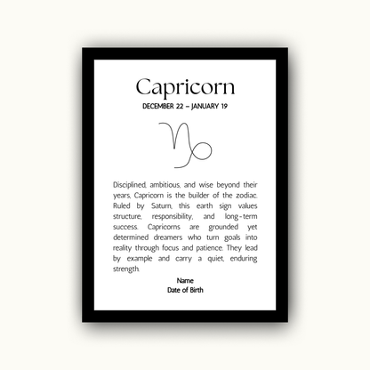 Classic Zodiac Star Sign - Personalised Name Print