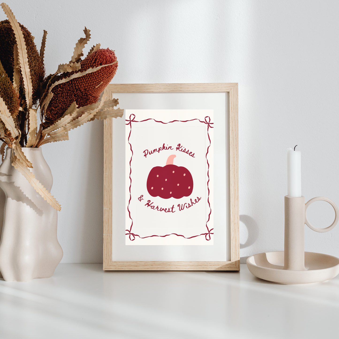 Pumpkin Kisses & Harvest Wishes Autumn Print