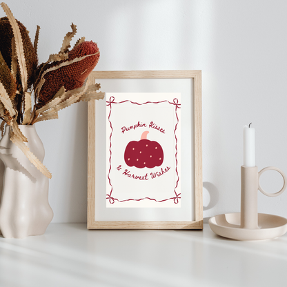 Pumpkin Kisses & Harvest Wishes Autumn Print