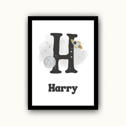 Space Initial - Boys Personalised Name Print