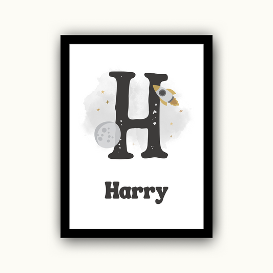 Space Initial - Boys Personalised Name Print