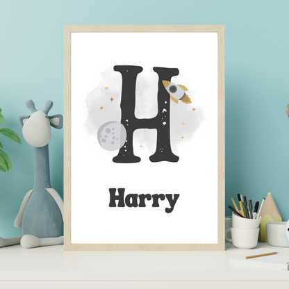 Space Initial - Boys Personalised Name Print