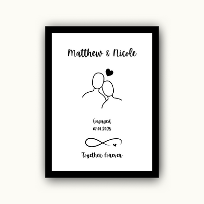 Silhouette - Engagement Personalised Name Print