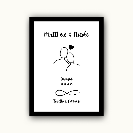 Silhouette - Engagement Personalised Name Print