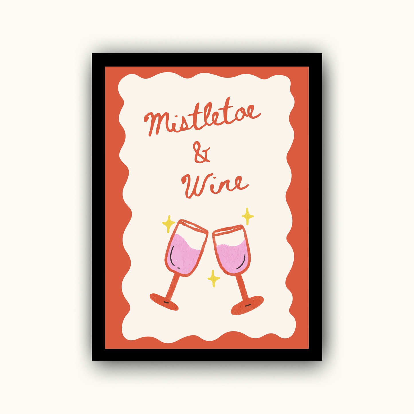 Mistletoe & Wine Christmas Print