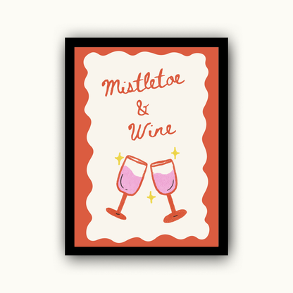 Mistletoe & Wine Christmas Print
