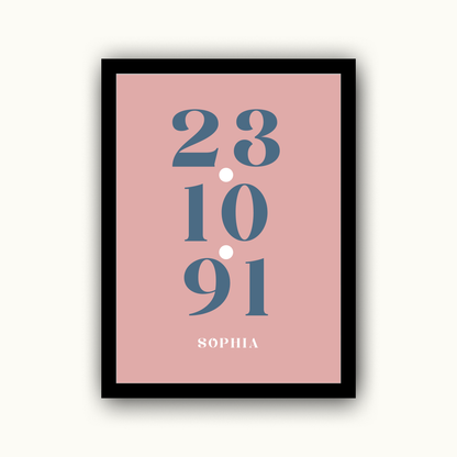 Pink Special Date – Personalised Name Print
