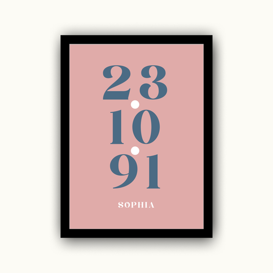 Pink Special Date – Personalised Name Print