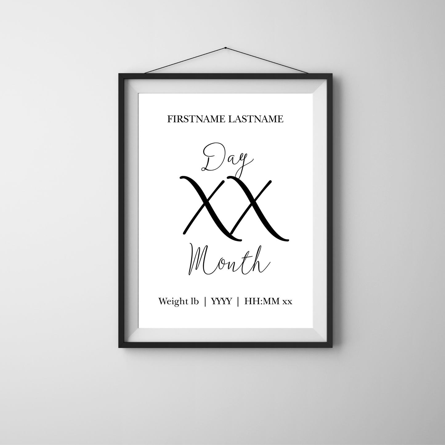 Elegant Script - New Baby Personalised Name print