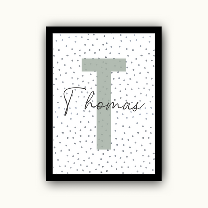 Polka Dot Initial - Boys Personalised Name Print