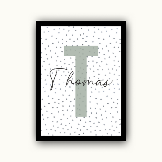 Polka Dot Initial - Boys Personalised Name Print