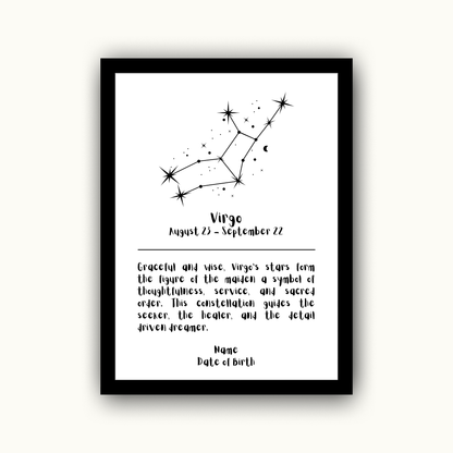 Constellation Zodiac Star Sign - Personalised Name Print