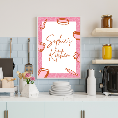 Pink - Personalised Kitchen Name Print