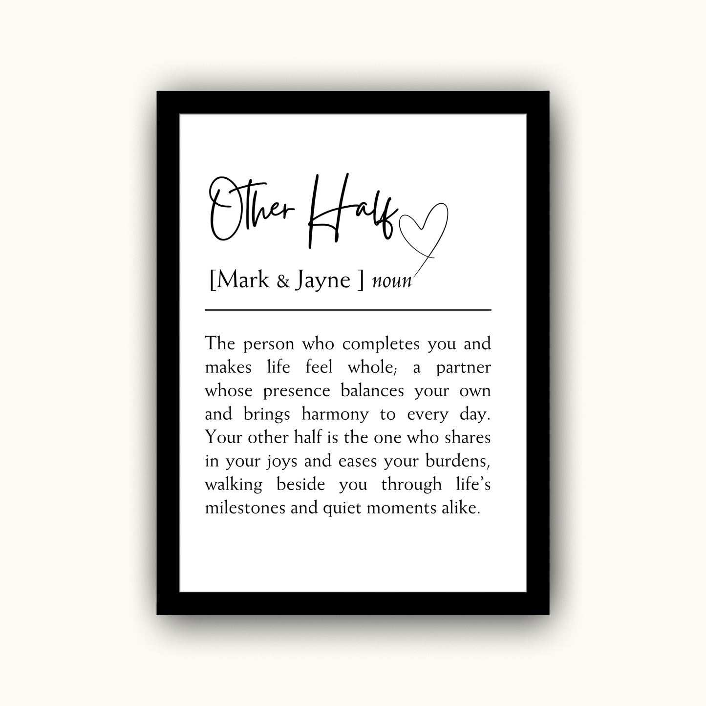 Other Half – Wedding & Anniversary Personalised Name Print