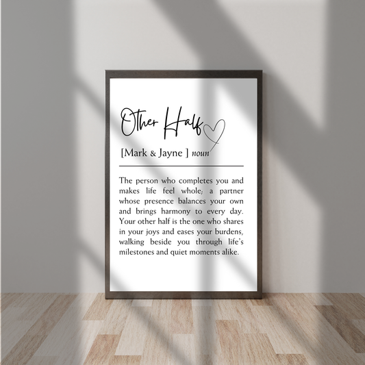 Other Half – Wedding & Anniversary Personalised Name Print