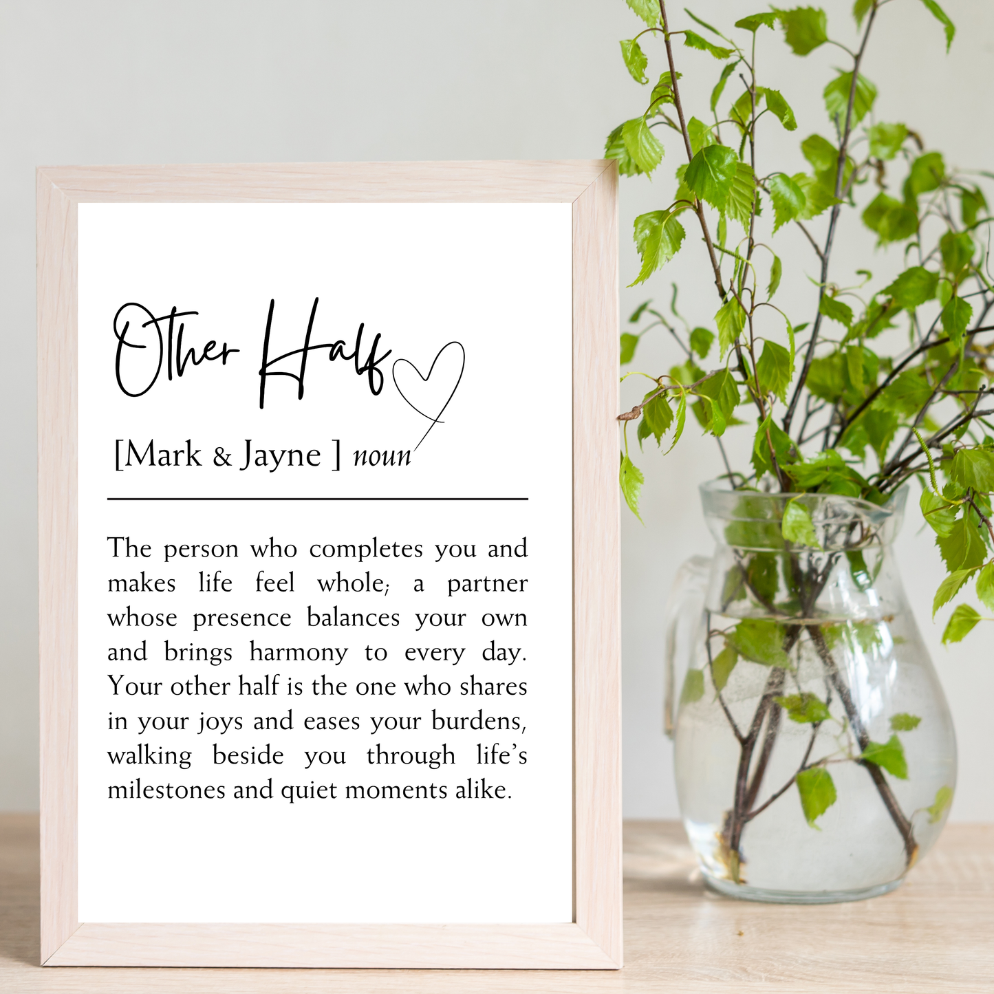 Other Half – Wedding & Anniversary Personalised Name Print
