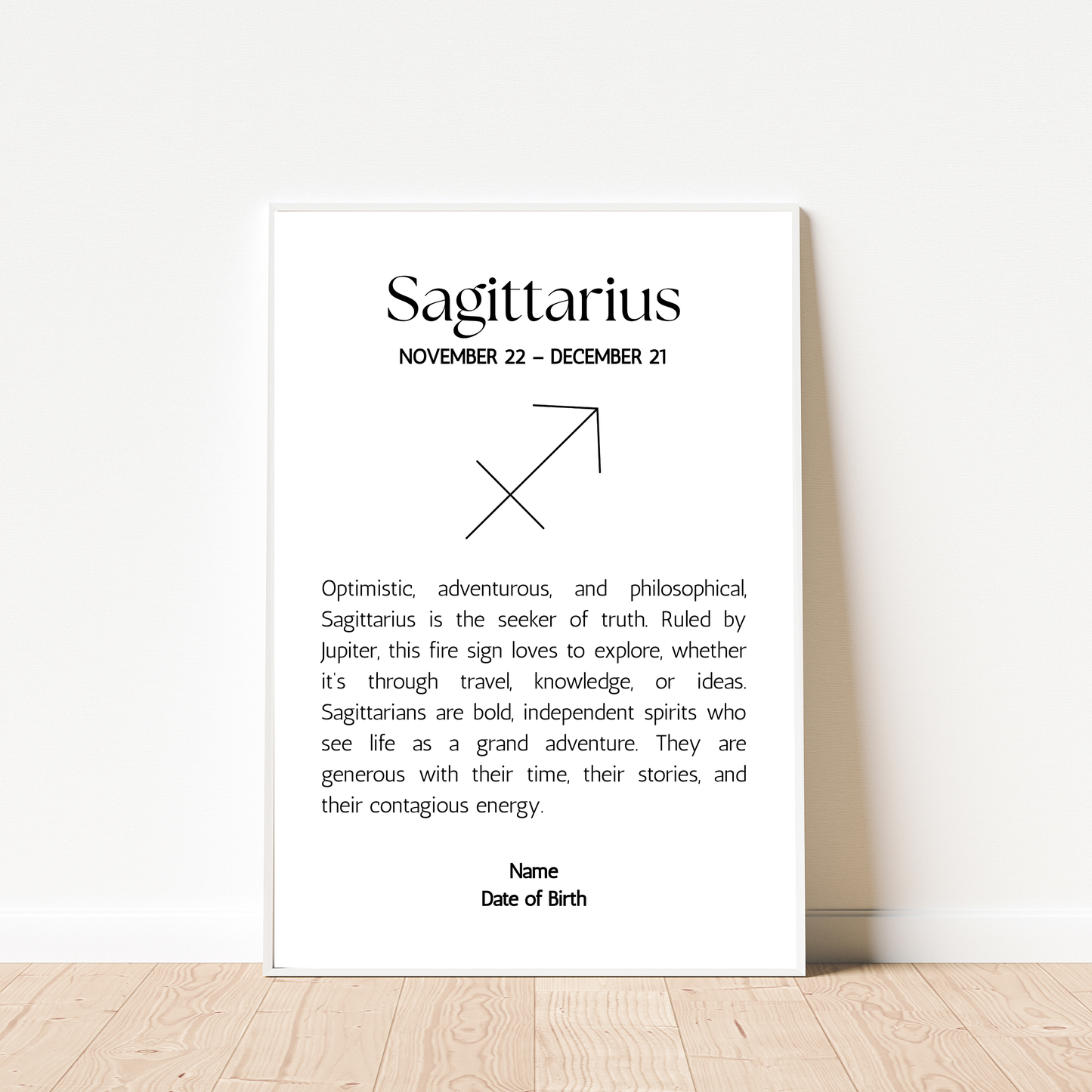 Classic Zodiac Star Sign - Personalised Name Print