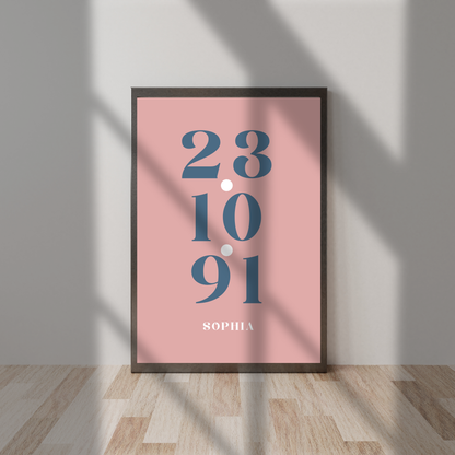 Pink Special Date – Personalised Name Print