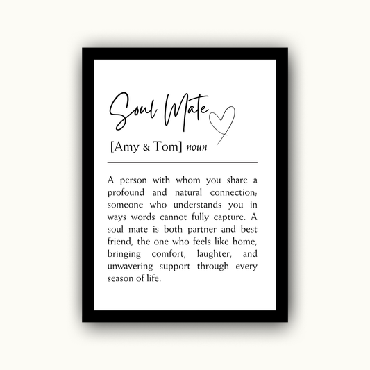 Soul Mate – Wedding & Anniversary Personalised Name Print