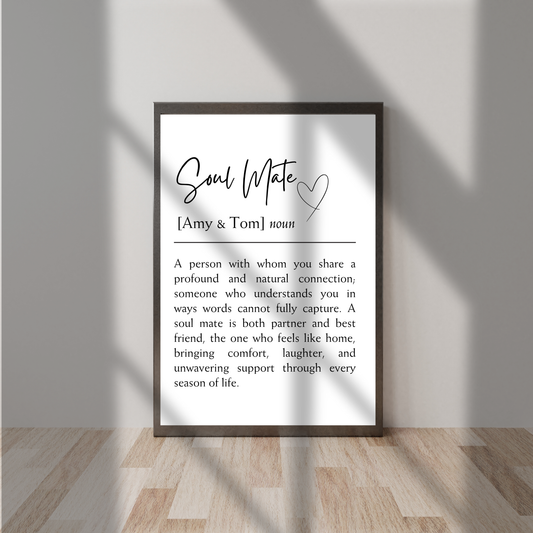 Soul Mate – Wedding & Anniversary Personalised Name Print