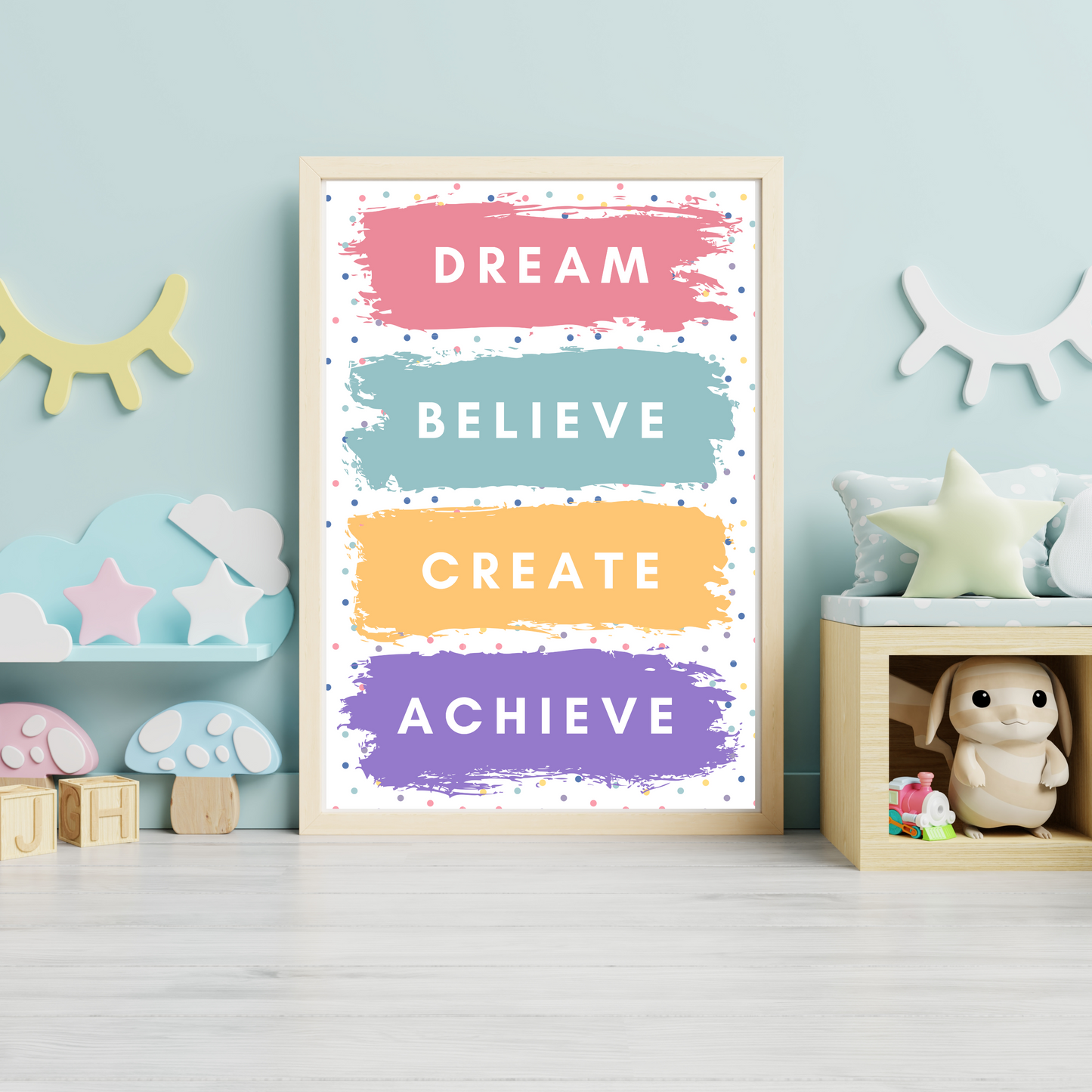 Dream, Believe, Create, Achieve Kids & Nursery Print
