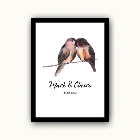 Love Birds – Wedding & Anniversary Personalised Name Print