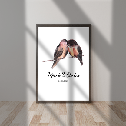 Love Birds – Wedding & Anniversary Personalised Name Print