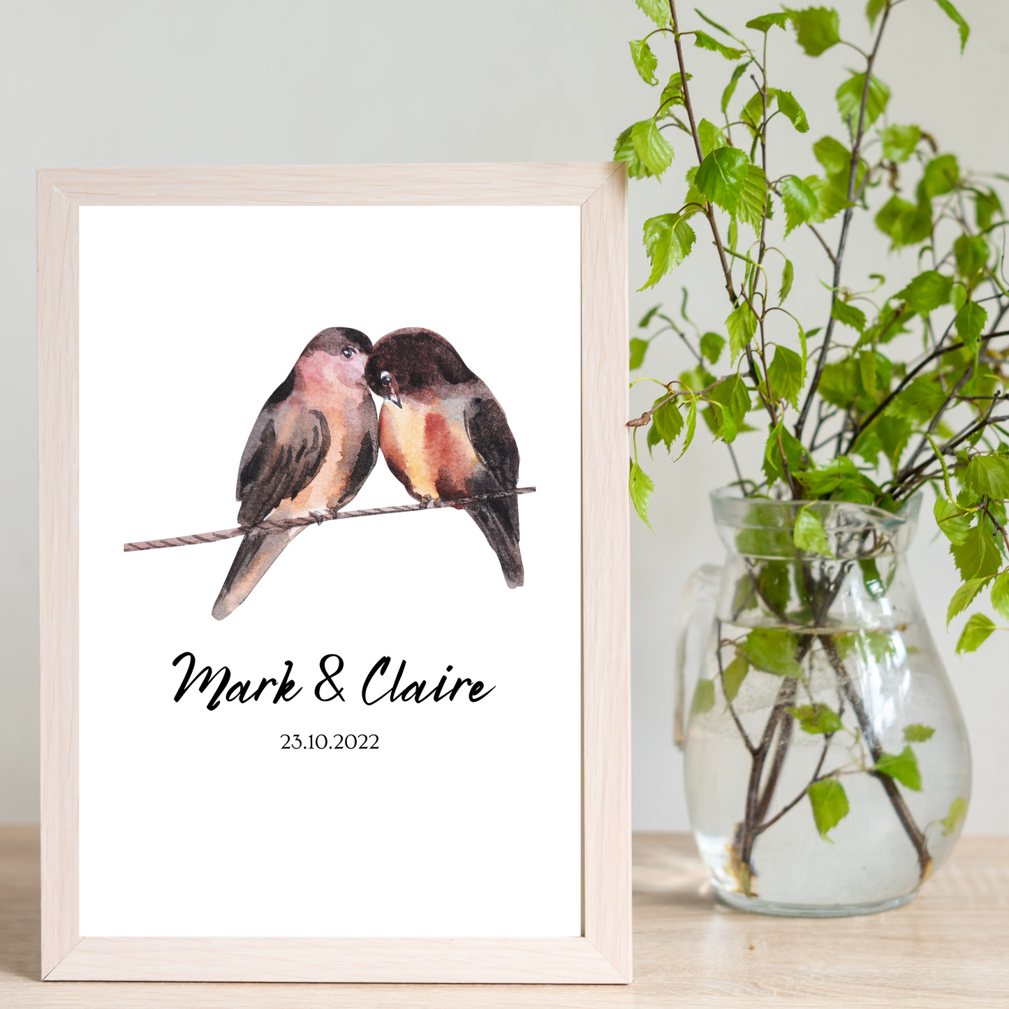 Love Birds – Wedding & Anniversary Personalised Name Print