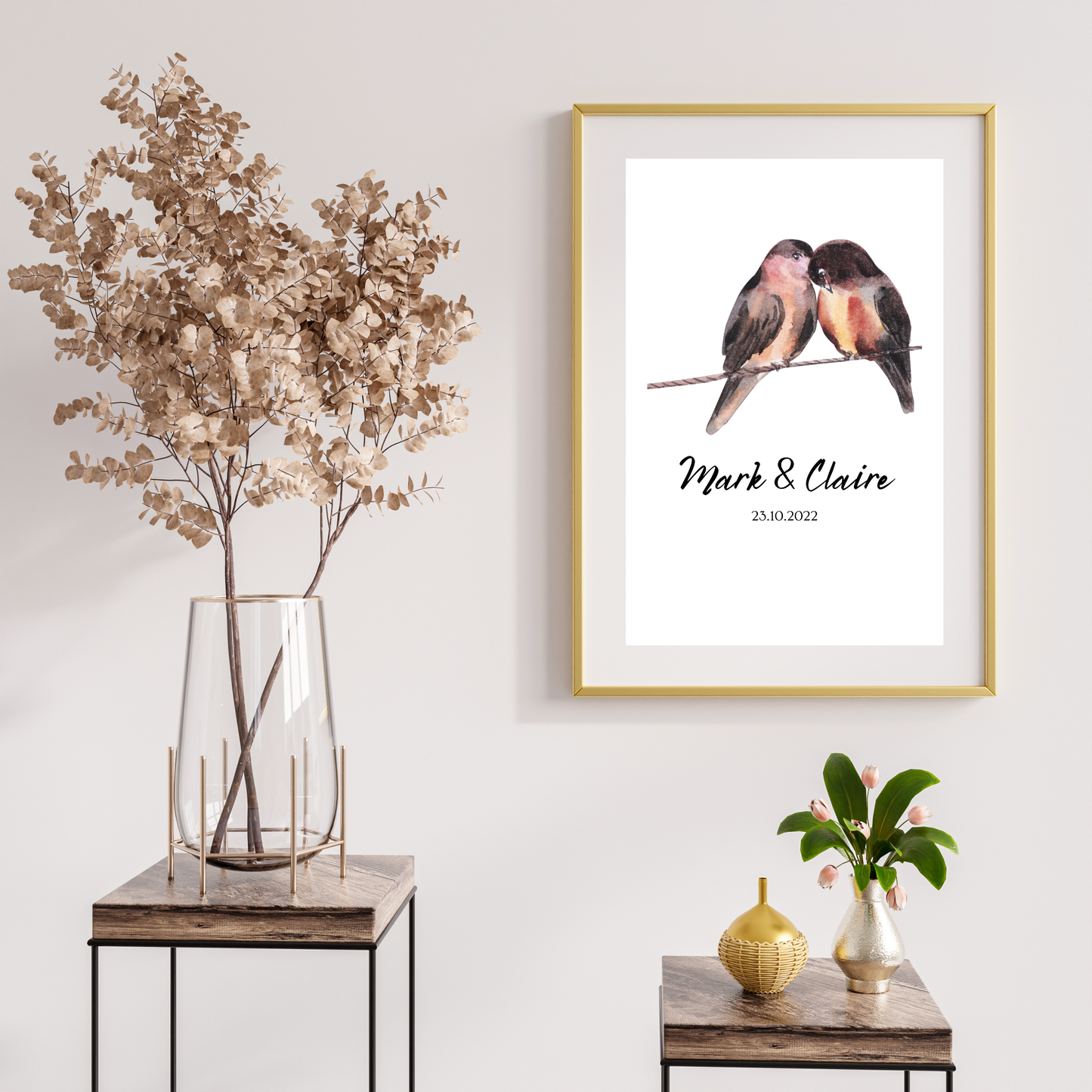 Love Birds – Wedding & Anniversary Personalised Name Print