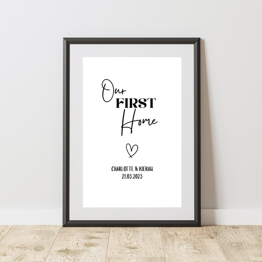 Our First Home - Home & Family Personalised Name Print
