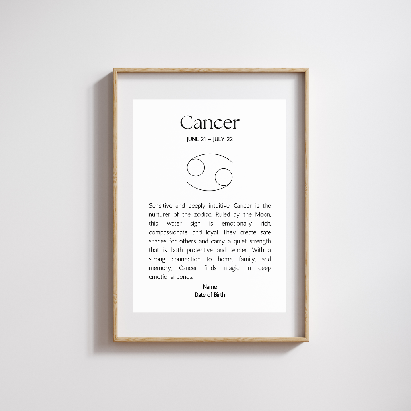 Classic Zodiac Star Sign - Personalised Name Print