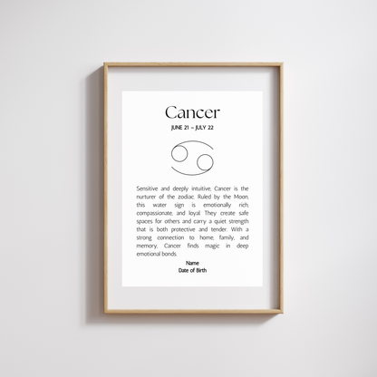 Classic Zodiac Star Sign - Personalised Name Print