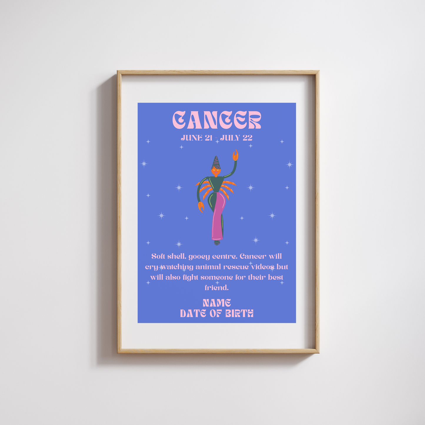 Fun Zodiac Star Sign - Personalised Name Print