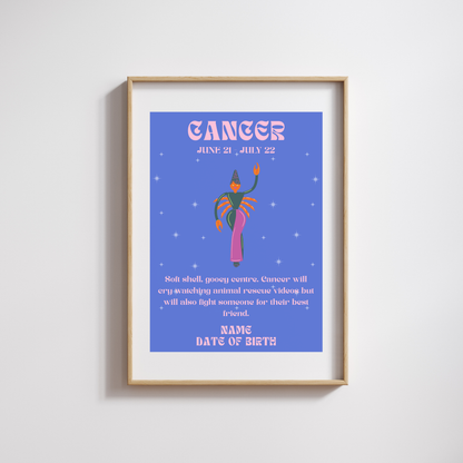 Fun Zodiac Star Sign - Personalised Name Print