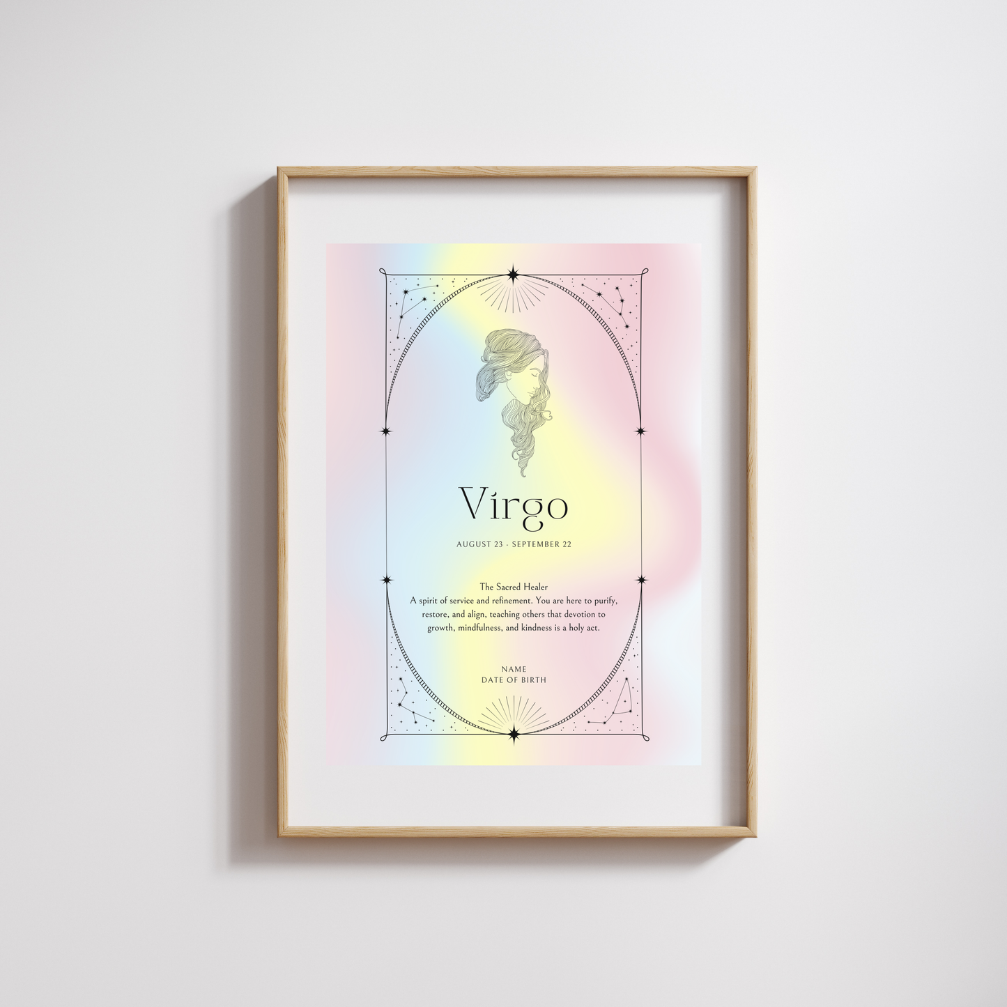 Spiritual Zodiac Star Sign - Personalised Name Print