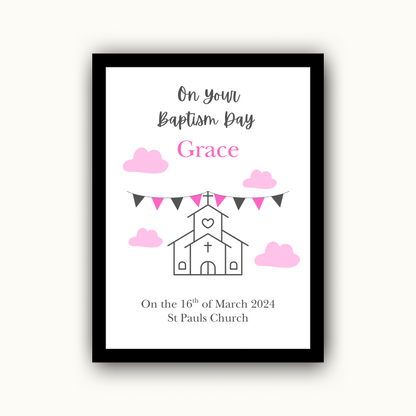 Modern - Christening or Baptism Personalised Name Print