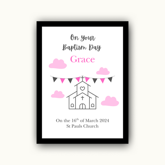 Modern - Christening or Baptism Personalised Name Print
