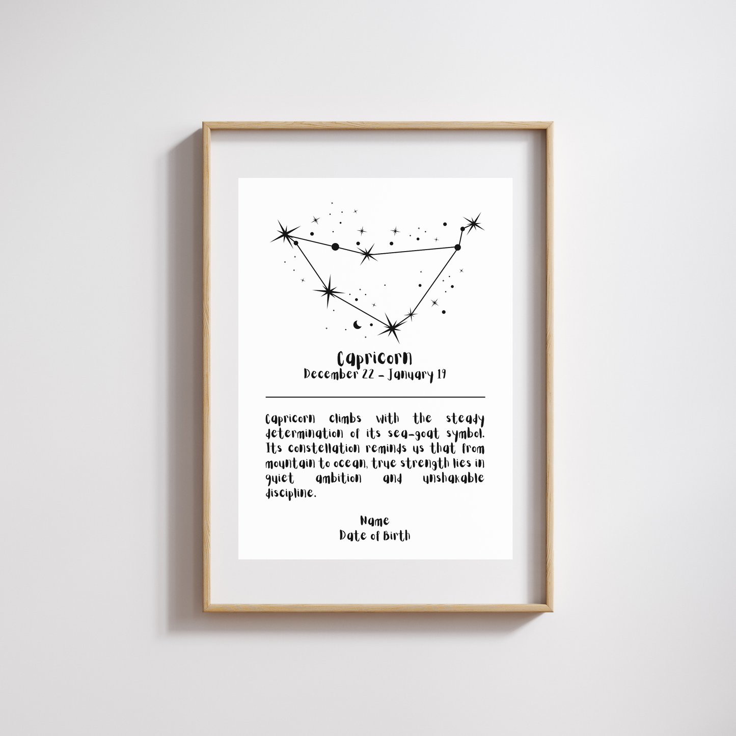 Constellation Zodiac Star Sign - Personalised Name Print