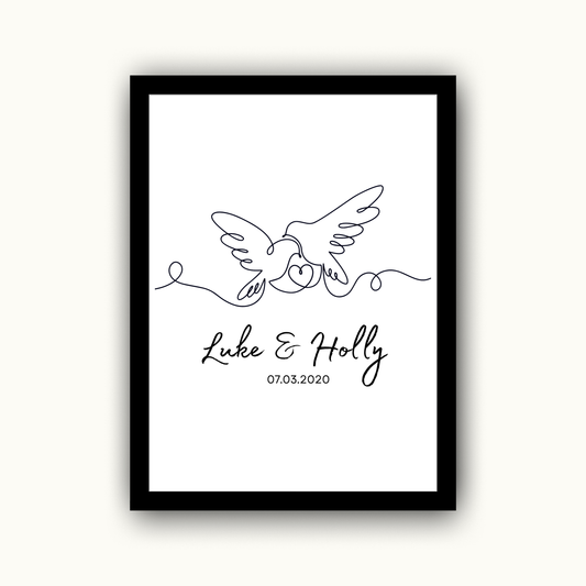 Doves – Wedding & Anniversary Personalised Name Print