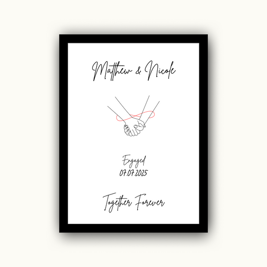Minimalist Modern Line Art - Engagement Personalised Name Print
