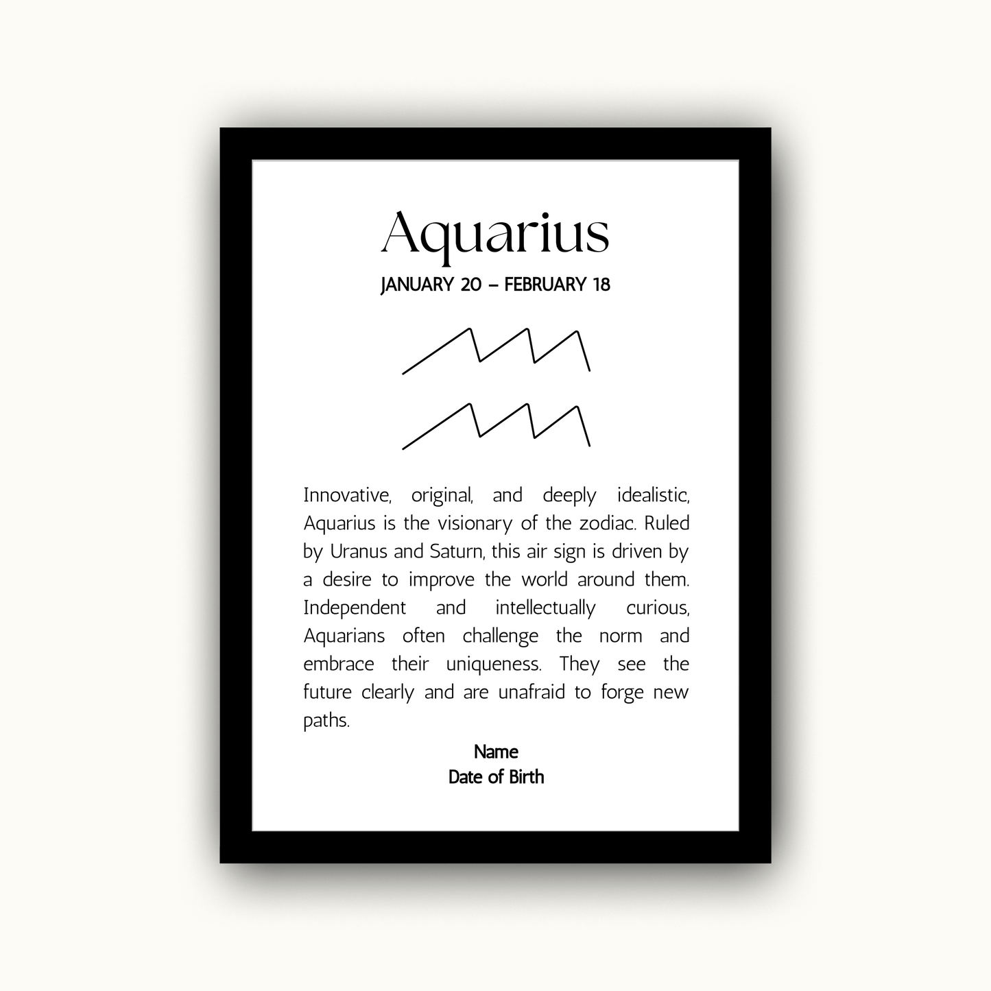 Classic Zodiac Star Sign - Personalised Name Print
