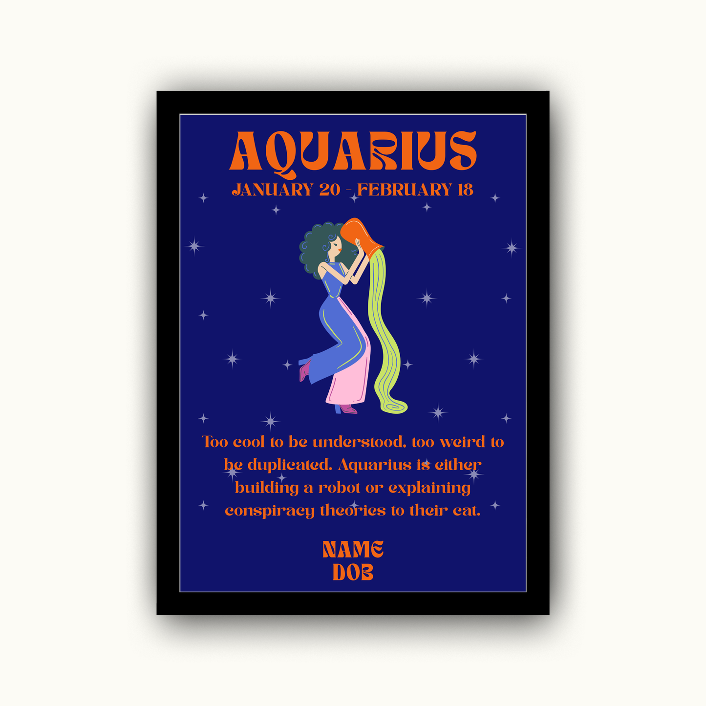 Fun Zodiac Star Sign - Personalised Name Print