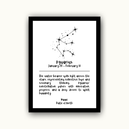 Constellation Zodiac Star Sign - Personalised Name Print