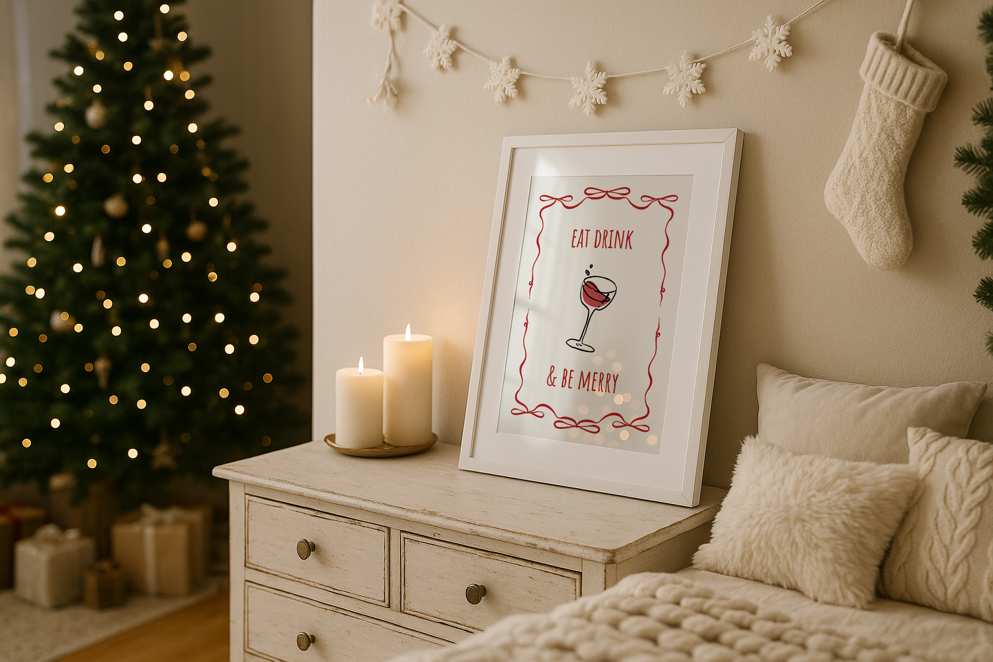 Eat Drink & Be Merry Christmas Print